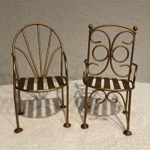 Lot of 2 Miniature 7.25” Metal Chairs Doll Display Plant Stand